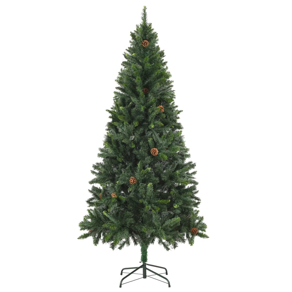 Künstlicher Weihnachtsbaum Mit Beleuchtung & Zapfen 210 Cm
