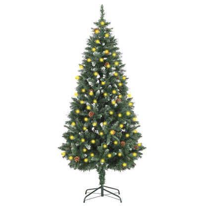 Weihnachtsbaum Gefrostet Mit Beleuchtung & Zapfen 180 Cm