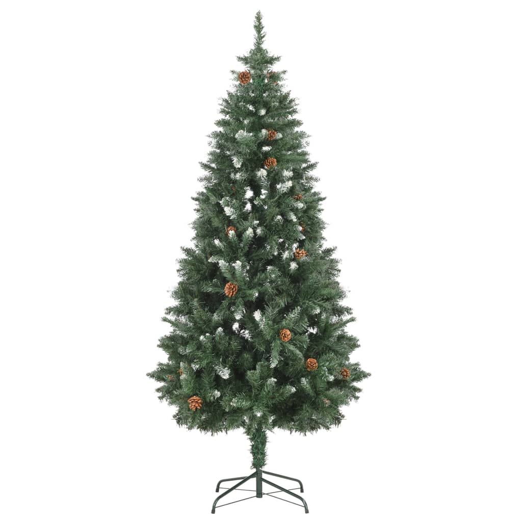 Weihnachtsbaum Gefrostet Mit Beleuchtung & Zapfen 180 Cm