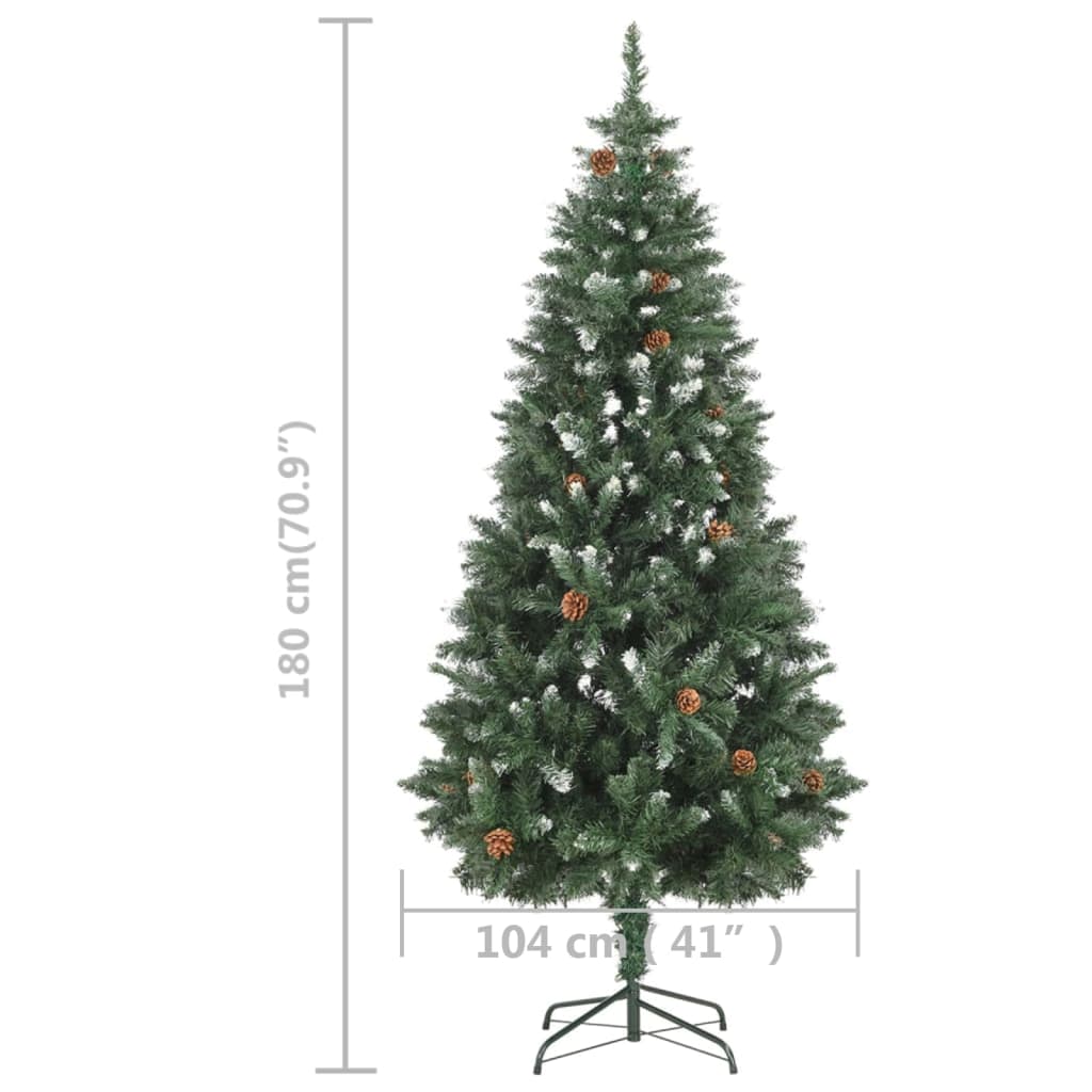 Weihnachtsbaum Gefrostet Mit Beleuchtung & Zapfen 180 Cm