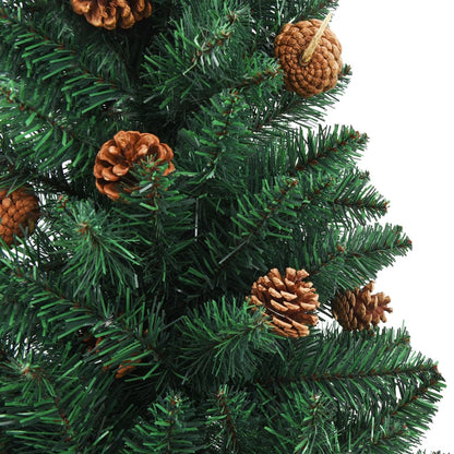 Weihnachtsbaum Schlank Mit Beleuchtung & Zapfen Echtholz 180 Cm