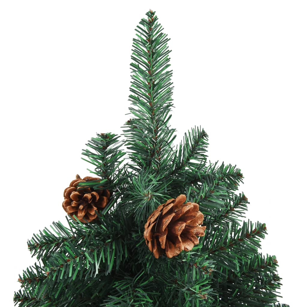 Weihnachtsbaum Schlank Mit Beleuchtung & Zapfen Echtholz 180 Cm