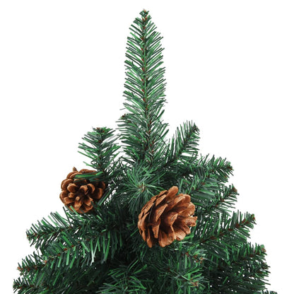 Weihnachtsbaum Schlank Mit Beleuchtung & Zapfen Echtholz 180 Cm