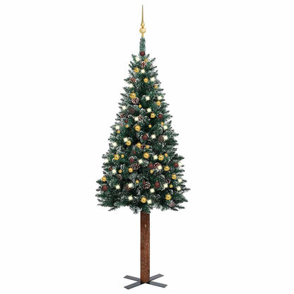 Weihnachtsbaum Schlank Mit Beleuchtung & Kugeln Grün 210 Cm