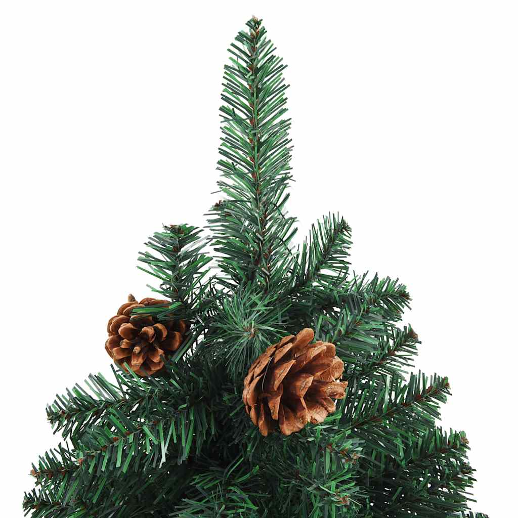 Weihnachtsbaum Schlank Mit Beleuchtung & Kugeln Grün 210 Cm