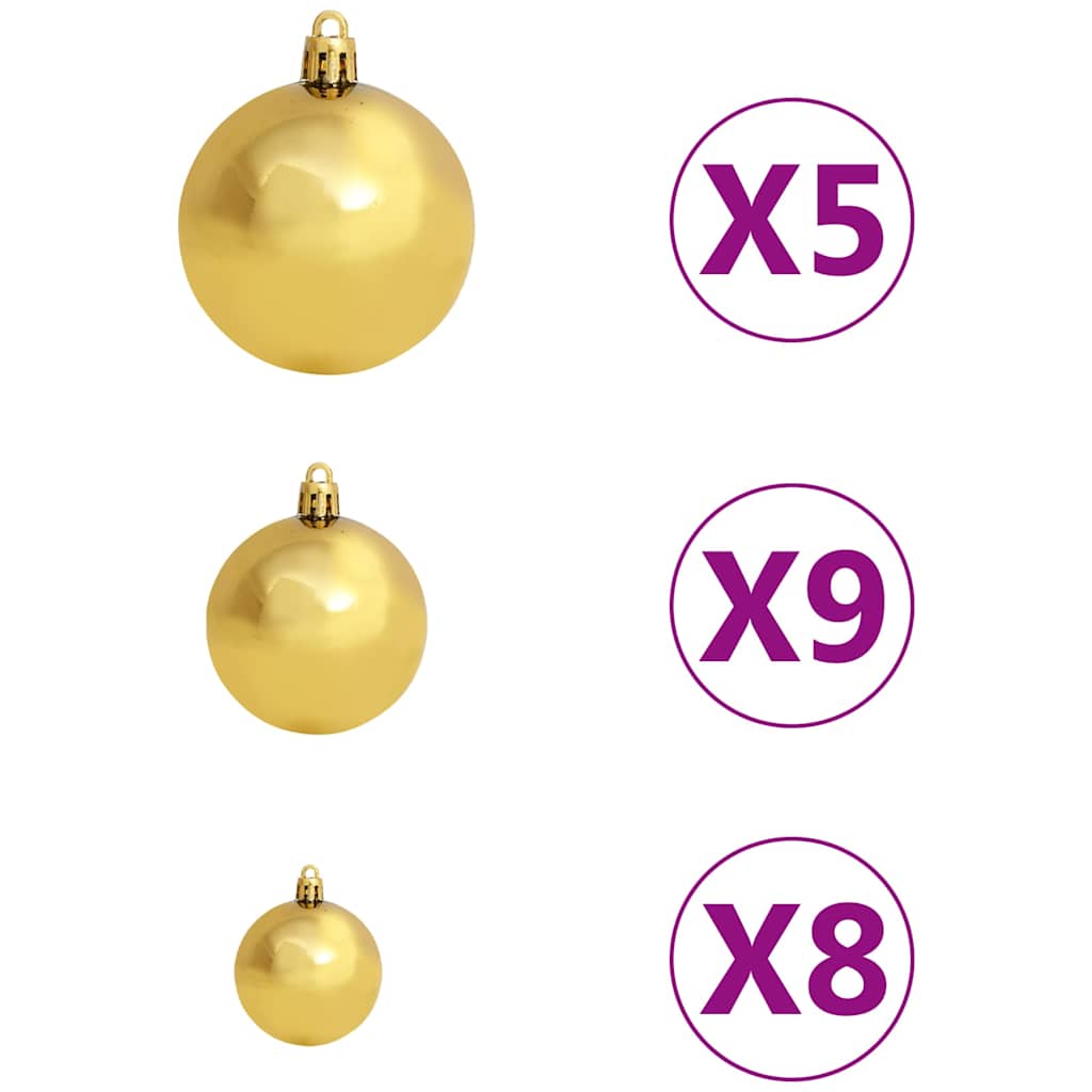 Weihnachtsbaum Schlank Mit Beleuchtung & Kugeln Grün 210 Cm