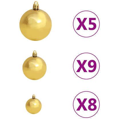 Weihnachtsbaum Schlank Mit Beleuchtung & Kugeln Grün 210 Cm