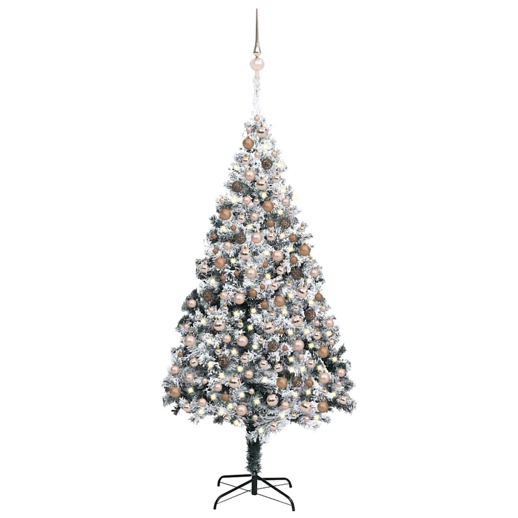 Künstlicher Weihnachtsbaum Leds & Kugeln Beschneit Grün 300 Cm
