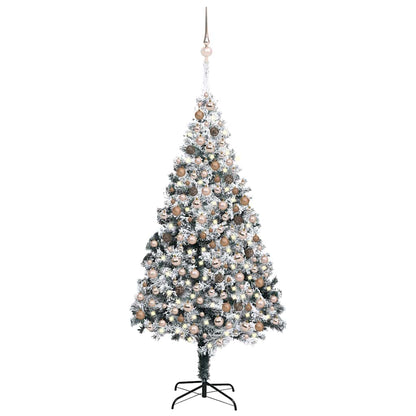 Künstlicher Weihnachtsbaum Leds & Kugeln Beschneit Grün 300 Cm