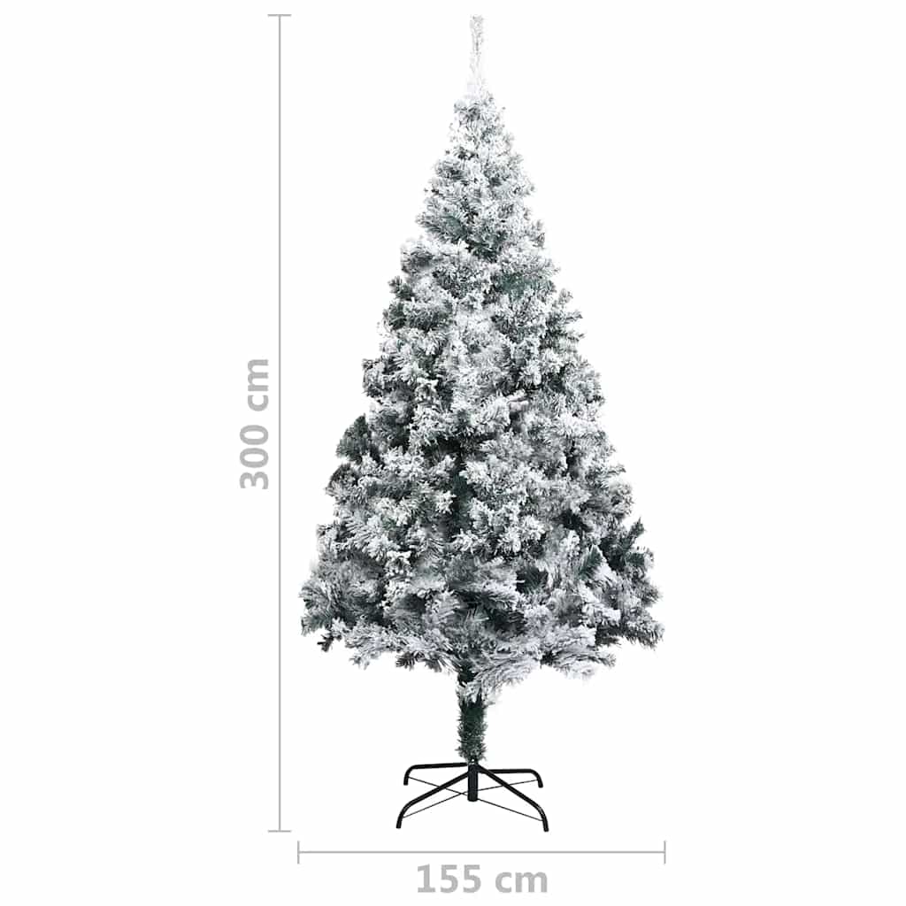 Künstlicher Weihnachtsbaum Leds & Kugeln Beschneit Grün 300 Cm