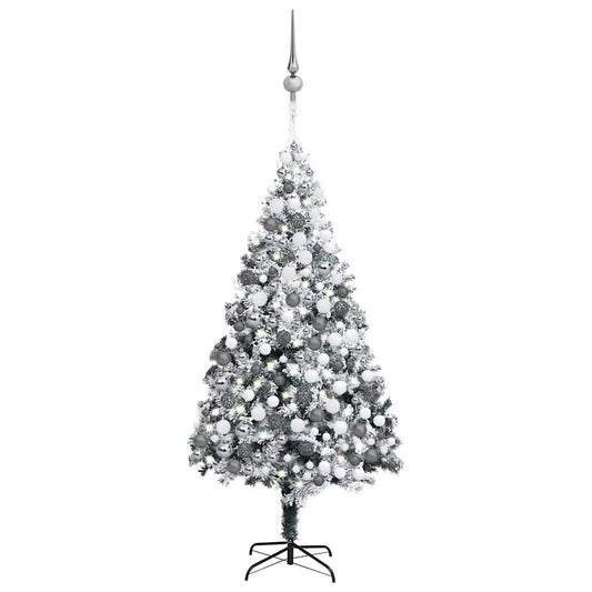 Künstlicher Weihnachtsbaum Leds & Kugeln Beschneit Grün 300 Cm