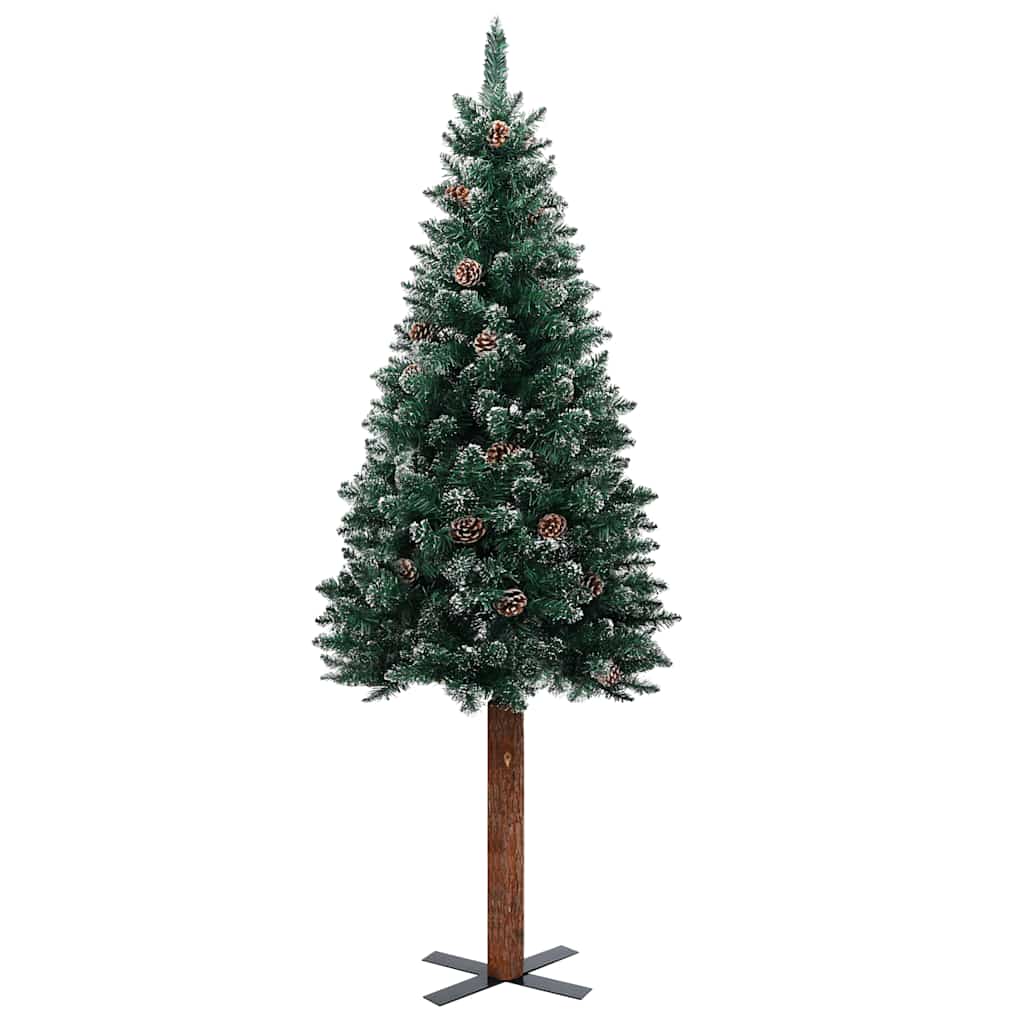 Weihnachtsbaum Schlank Mit Beleuchtung & Kugeln Grün 180 Cm