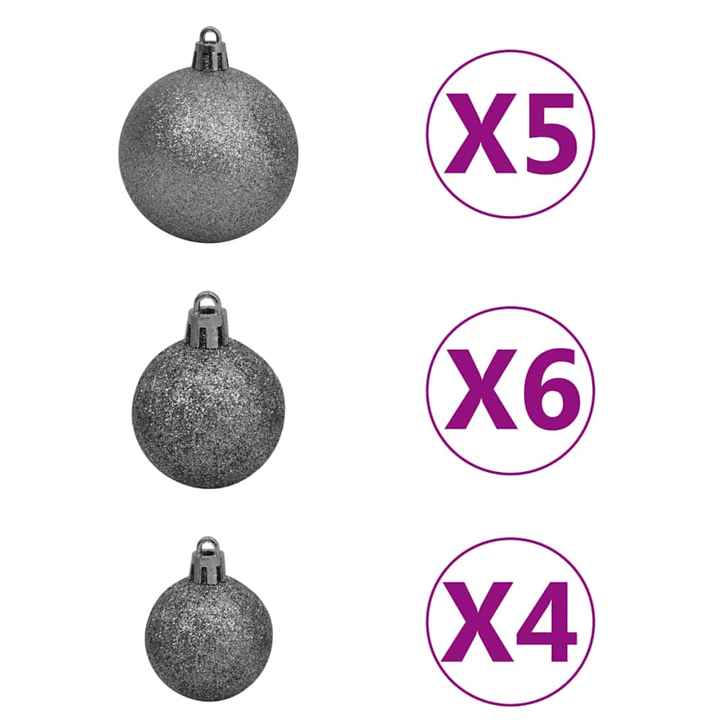 Weihnachtsbaum Schlank Mit Beleuchtung & Kugeln Grün 180 Cm