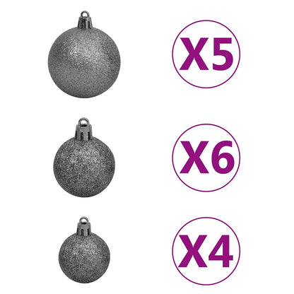 Weihnachtsbaum Schlank Mit Beleuchtung & Kugeln Grün 180 Cm