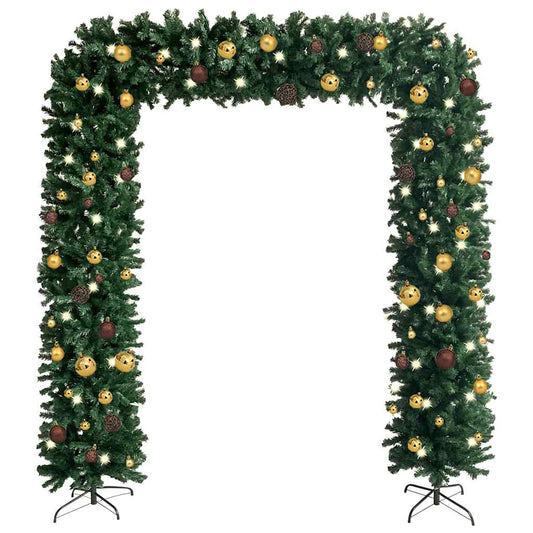 Weihnachtsgirlande Mit Leds & Kugeln Grün 240 Cm