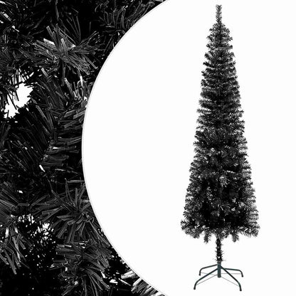 Weihnachtsbaum Schlank Mit Beleuchtung & Kugeln Schwarz 120 Cm