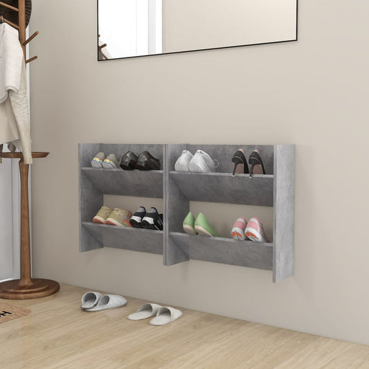 Wand-Schuhschränke 2 Stk. 60X18X Holzwerkstoff Betongrau