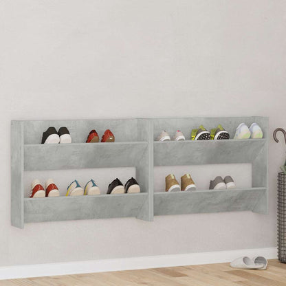Wand-Schuhschränke 2 Stk. 80X18X Holzwerkstoff Betongrau