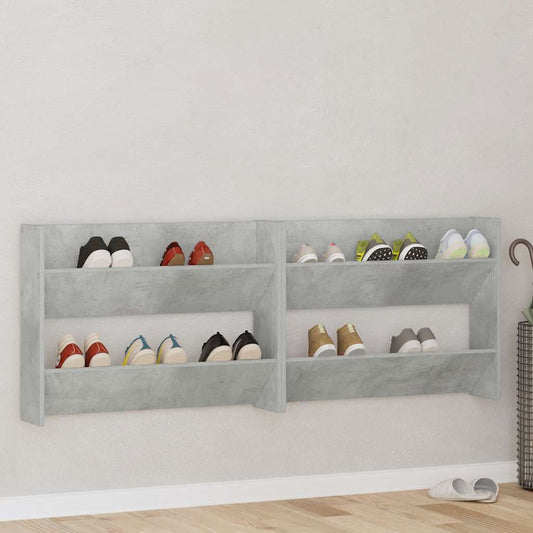 Wand-Schuhschränke 2 Stk. 80X18X Holzwerkstoff Betongrau