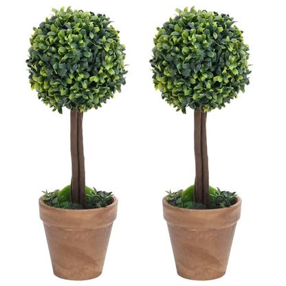 Künstliche Buchsbäume 2 Stk. Mit Topf Kugelform Grün 41 Cm