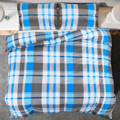 Bettwäsche-Set 140X200 Cm Baumwolle Blau Und Grau