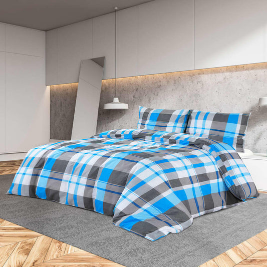Bettwäsche-Set 140X200 Cm Baumwolle Blau Und Grau