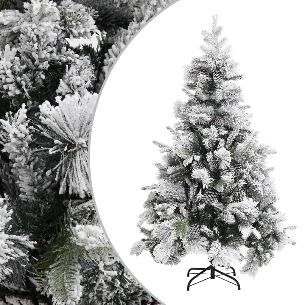 Weihnachtsbaum Mit Zapfen Beschneit 195 Cm Pvc & Pe
