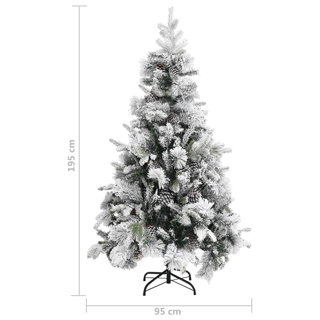 Weihnachtsbaum Mit Zapfen Beschneit 195 Cm Pvc & Pe