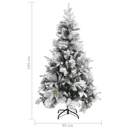 Weihnachtsbaum Mit Zapfen Beschneit 195 Cm Pvc & Pe