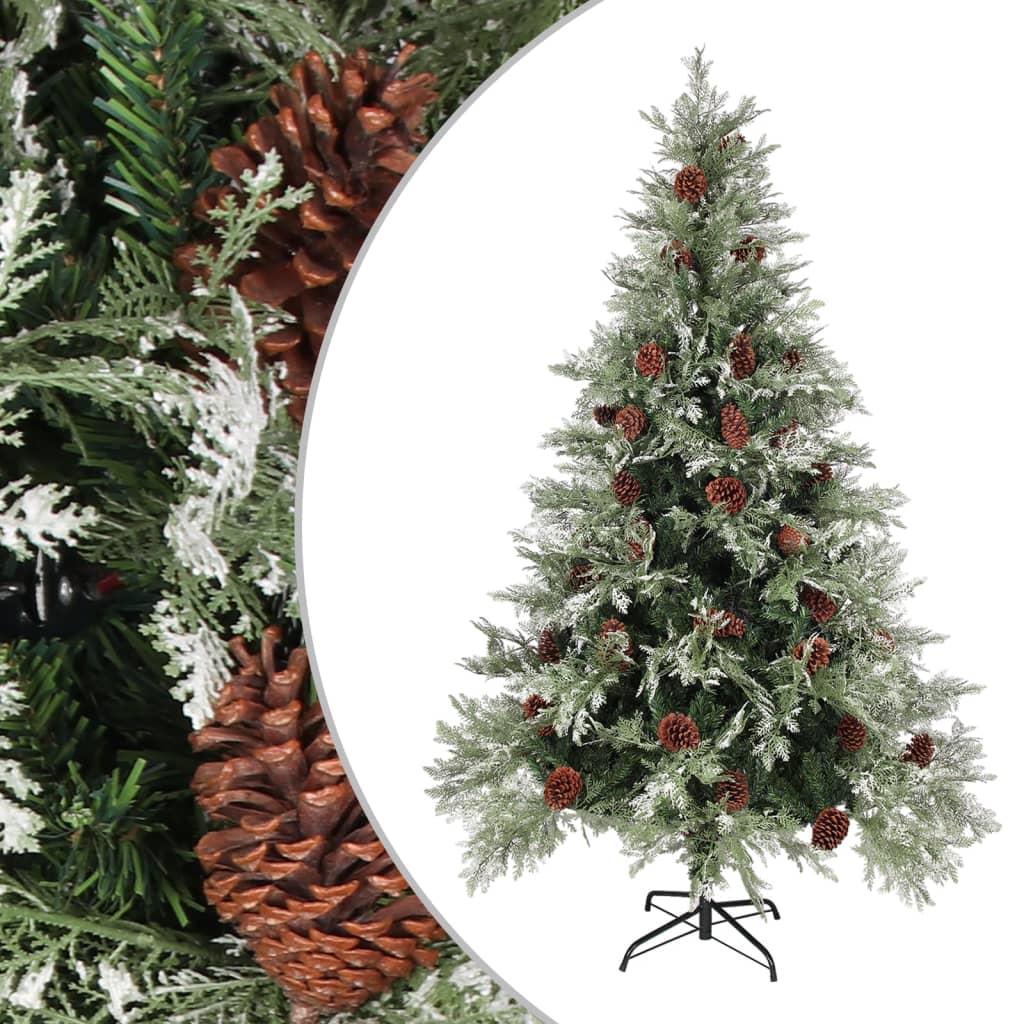 Weihnachtsbaum Mit Zapfen Grün Und Weiß 225 Cm Pvc & Pe
