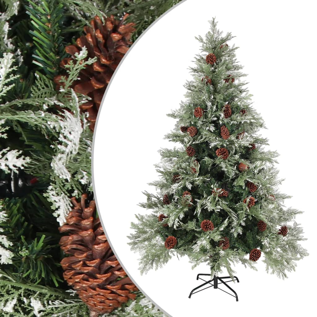 Weihnachtsbaum Mit Zapfen Grün Und Weiß 225 Cm Pvc & Pe