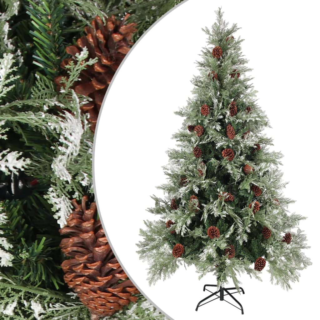 Weihnachtsbaum Mit Zapfen Grün Und Weiß 225 Cm Pvc & Pe