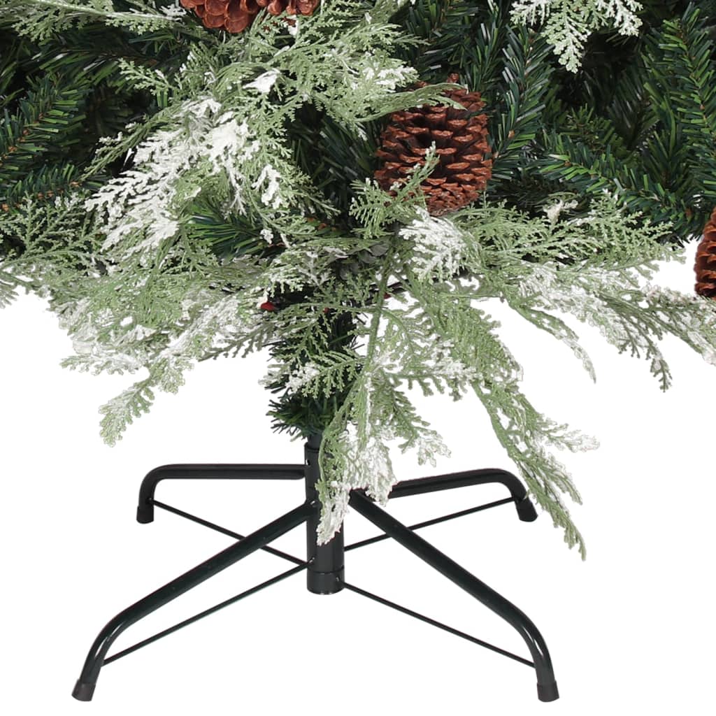 Weihnachtsbaum Mit Zapfen Grün Und Weiß 225 Cm Pvc & Pe