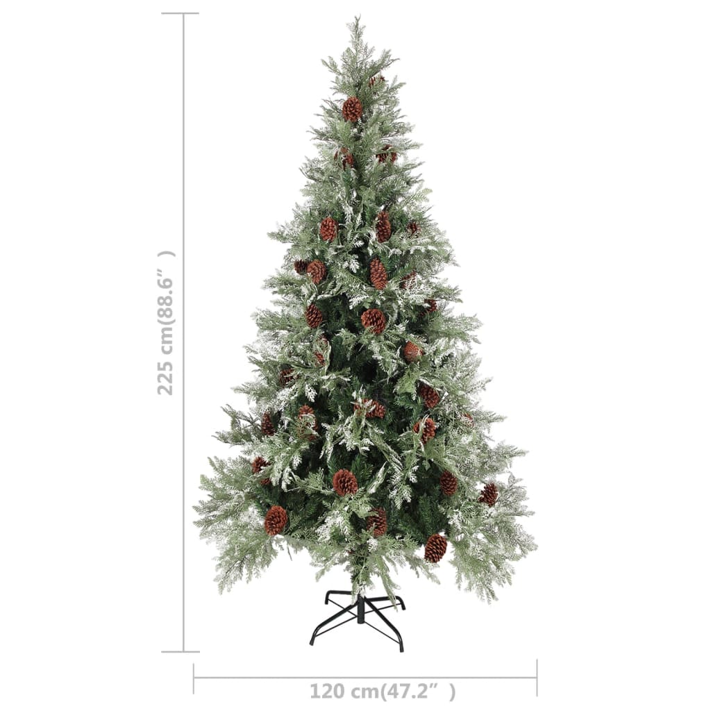 Weihnachtsbaum Mit Zapfen Grün Und Weiß 225 Cm Pvc & Pe