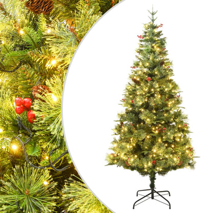 Weihnachtsbaum Mit Beleuchtung Und Kiefernzapfen Grün 150 Cm
