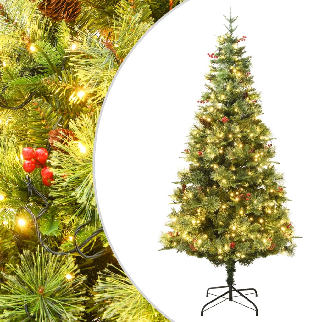 Weihnachtsbaum Mit Beleuchtung Und Kiefernzapfen Grün 150 Cm