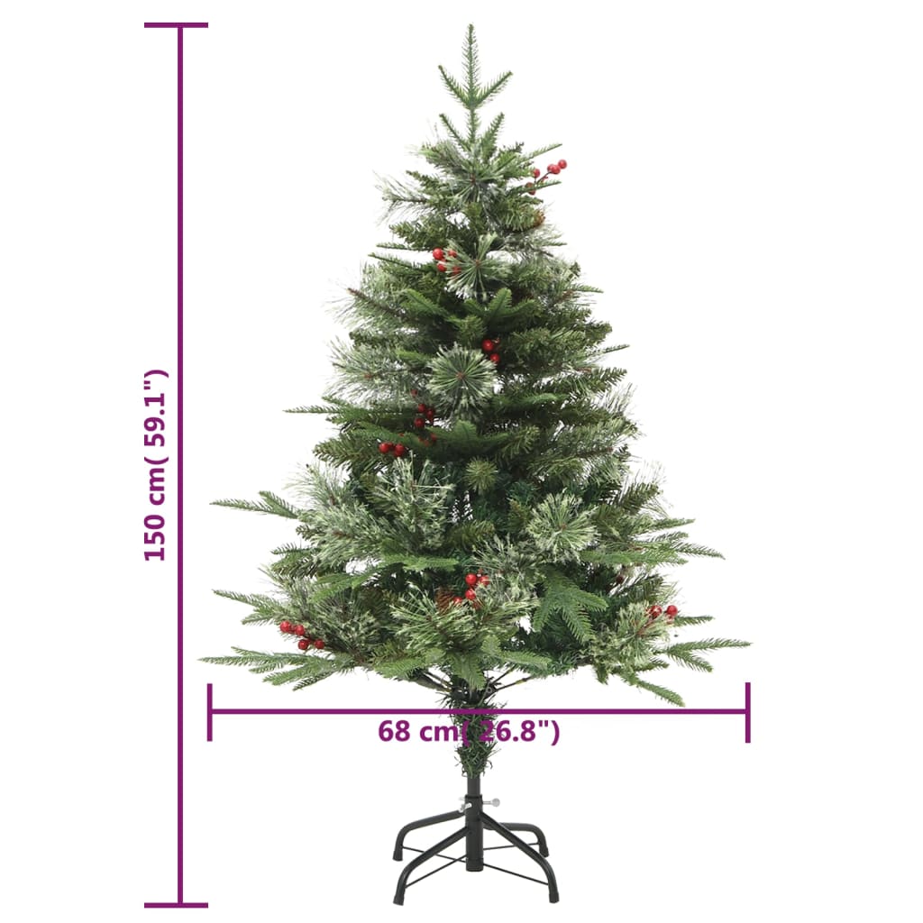 Weihnachtsbaum Mit Beleuchtung Und Kiefernzapfen Grün 150 Cm