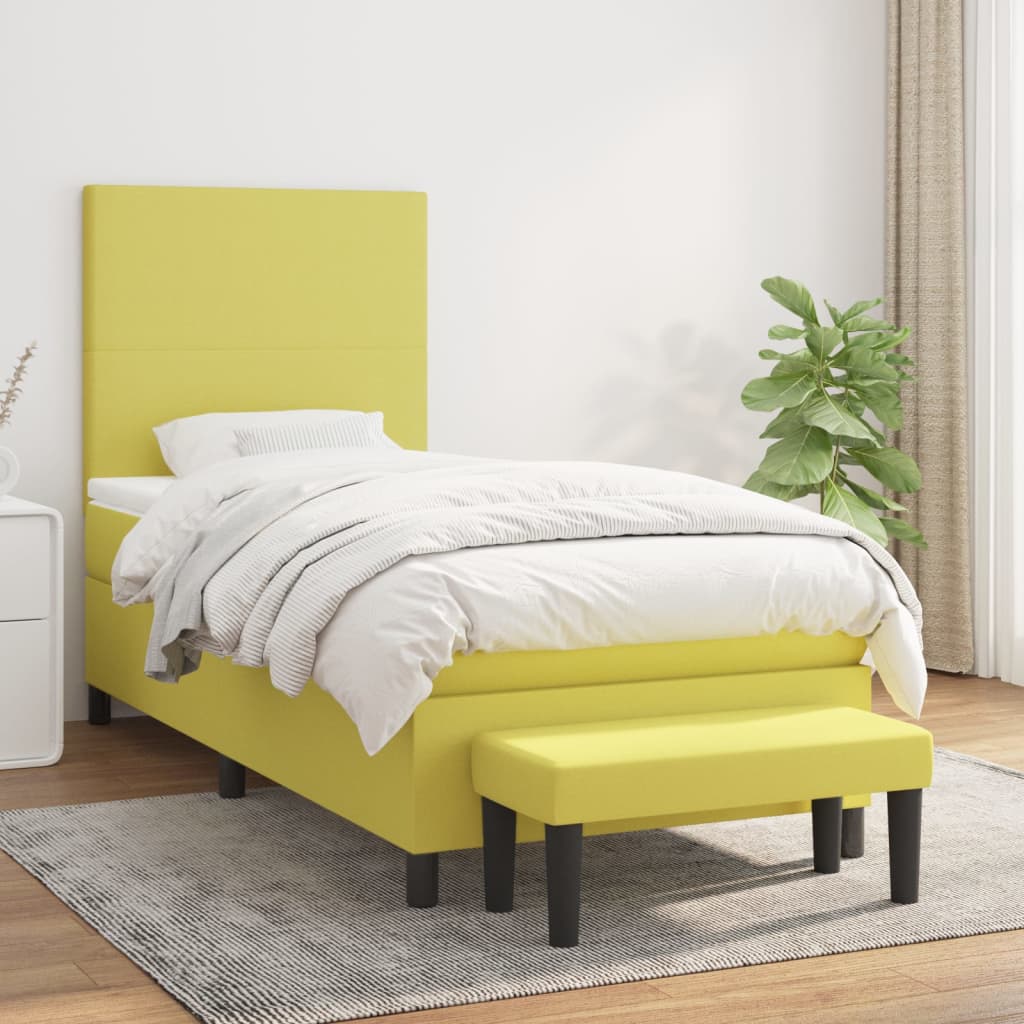 Boxspringbett Mit Matratze Stoff Hellgrün