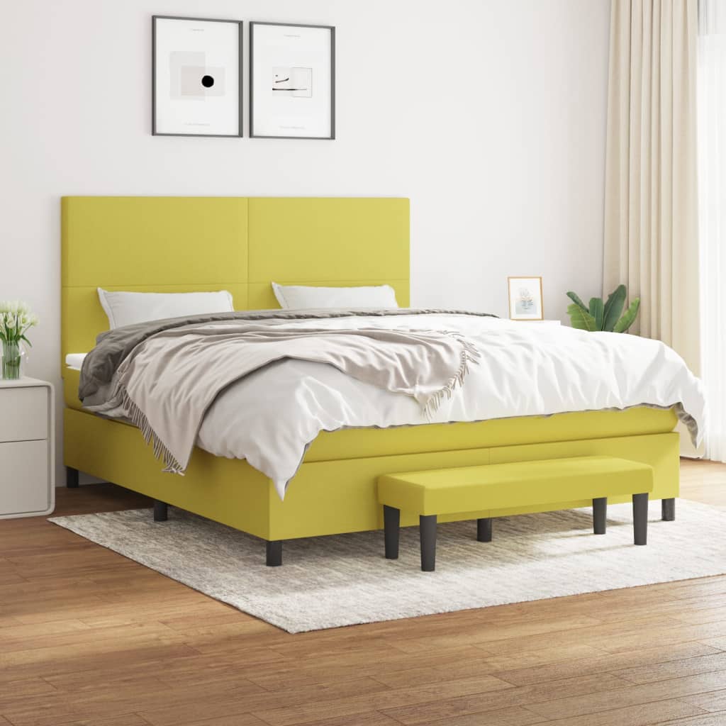 Boxspringbett Mit Matratze Stoff Hellgrün