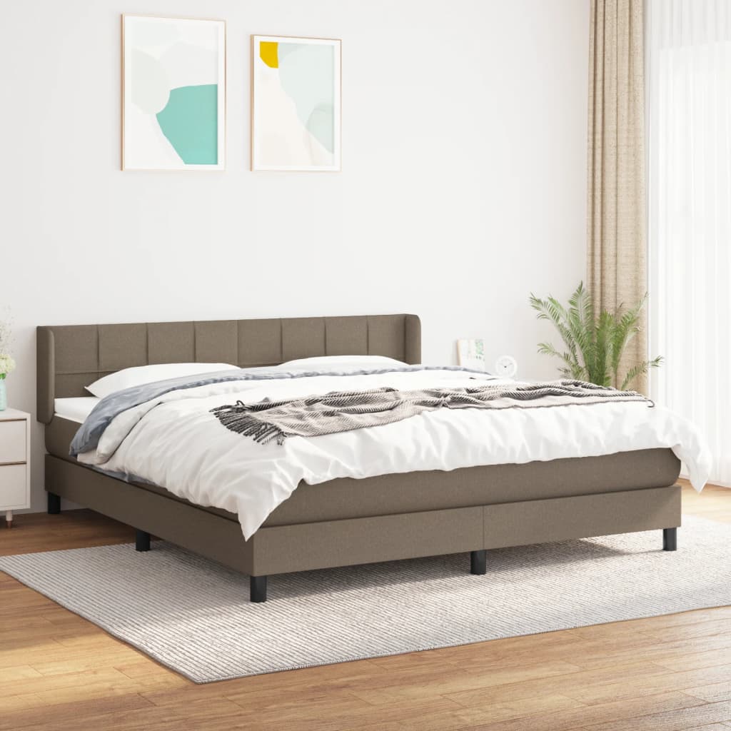 Boxspringbett Mit Matratze Stoff Taupe