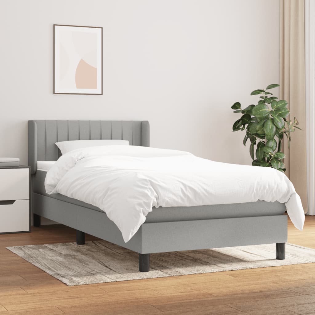 Boxspringbett Mit Matratze Stoff Hellgrau