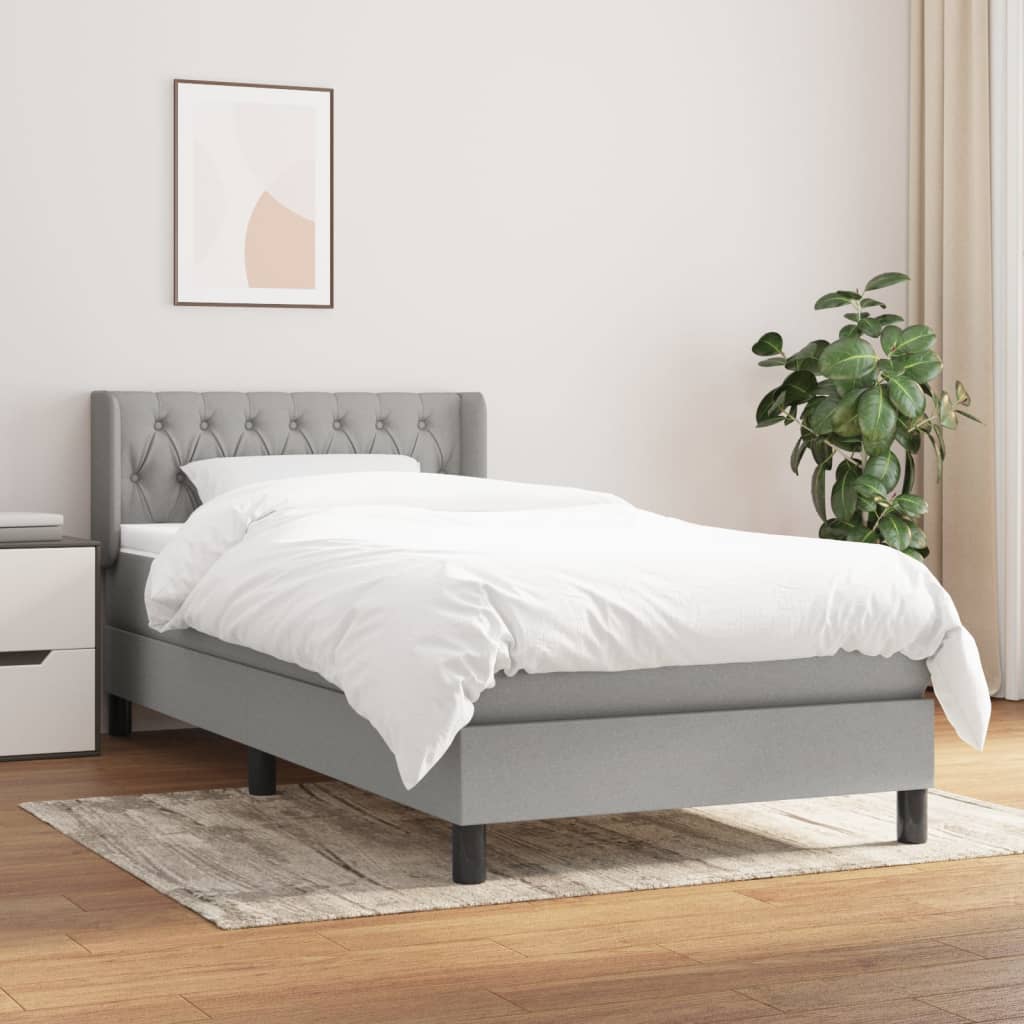 Boxspringbett Mit Matratze Stoff Hellgrau