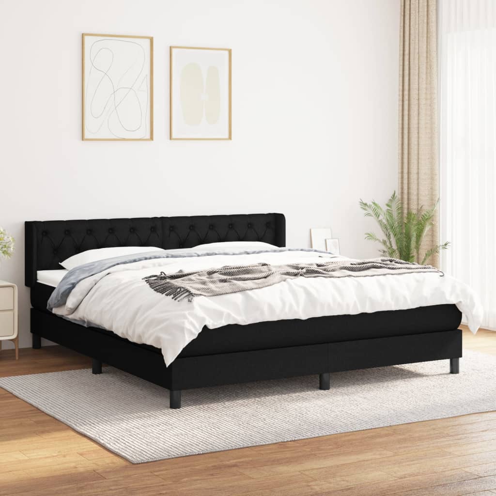 Boxspringbett Mit Matratze Stoff Schwarz
