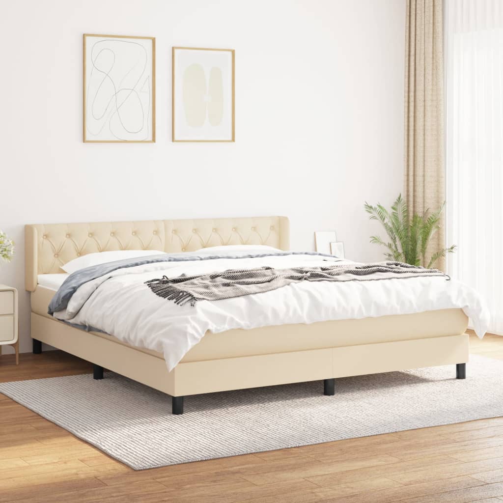 Boxspringbett Mit Matratze Stoff Creme