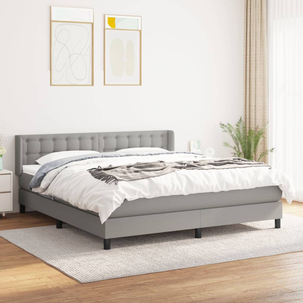 Boxspringbett Mit Matratze Stoff Hellgrau
