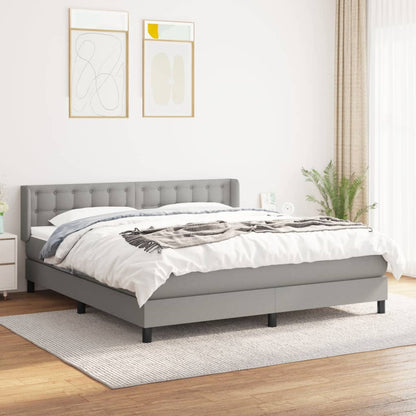Boxspringbett Mit Matratze Stoff Hellgrau