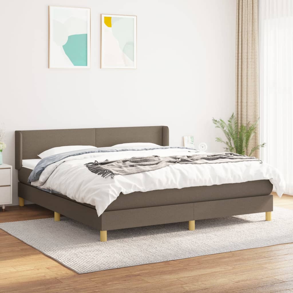 Boxspringbett Mit Matratze Stoff Taupe