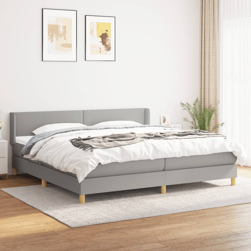 Boxspringbett Mit Matratze Stoff Hellgrau