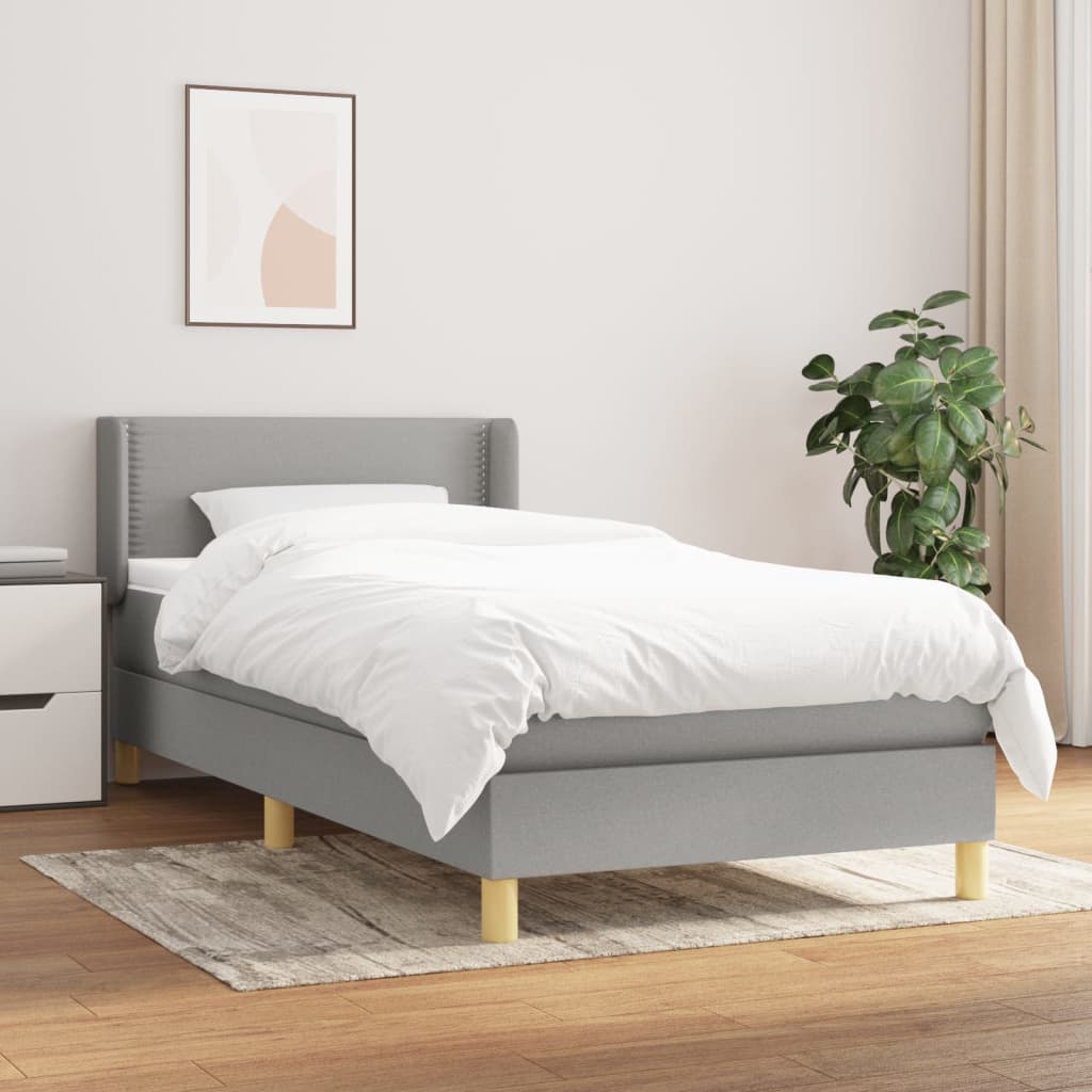 Boxspringbett Mit Matratze Stoff Hellgrau