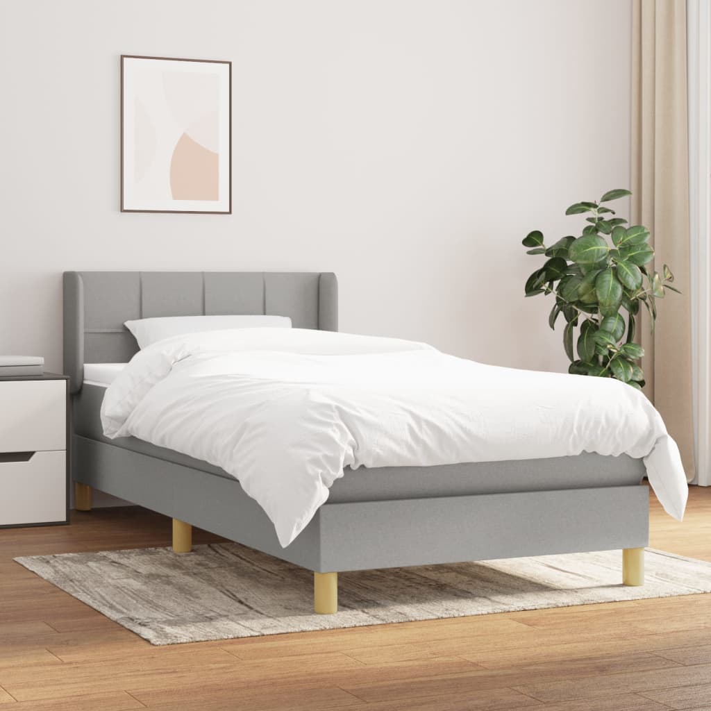Boxspringbett Mit Matratze Stoff Hellgrau